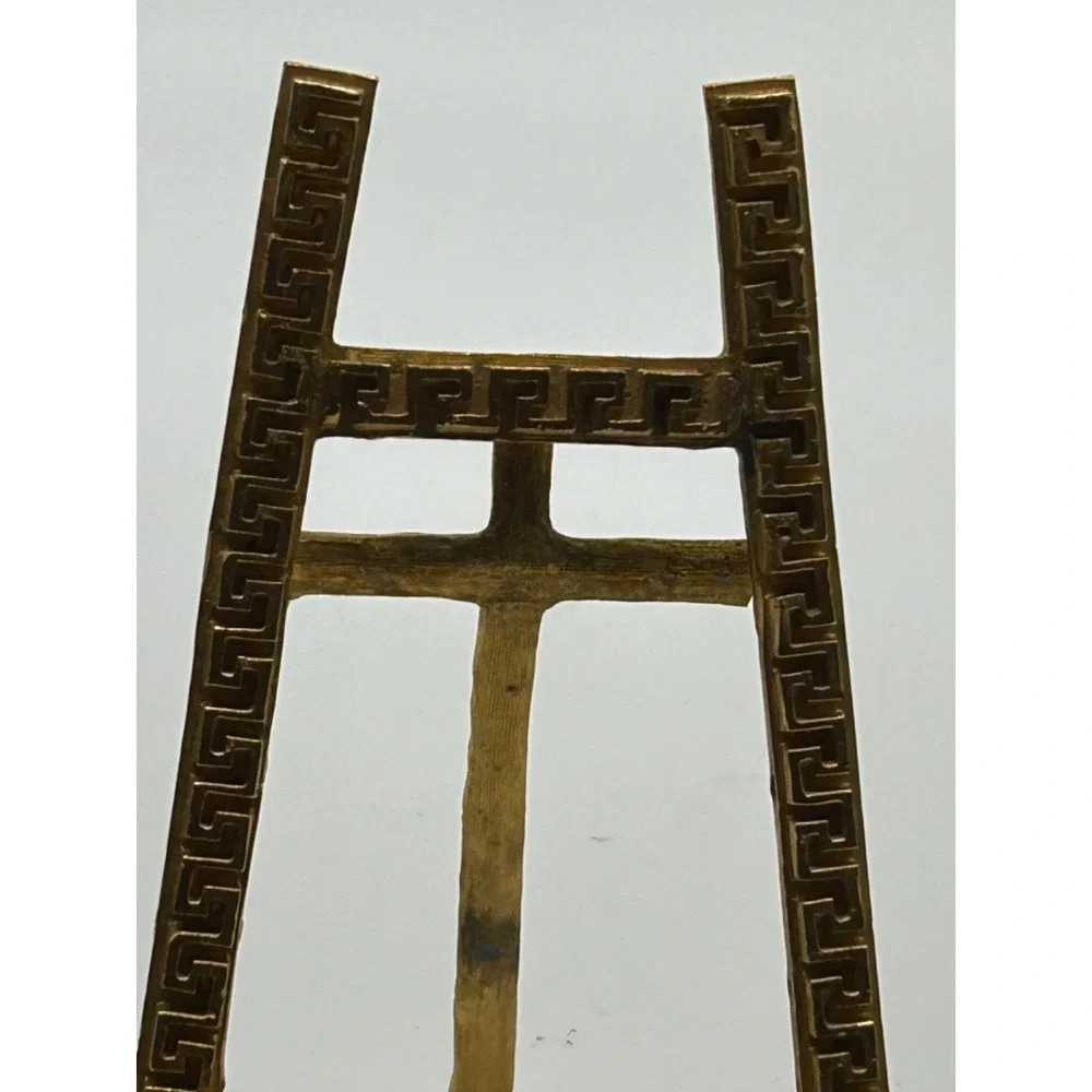 Miniature Ormolu Brass Greek Key Decor Easel Antique Decorative Display Stand 6